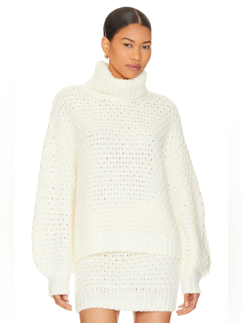 Lovers + Friends Cable Turtleneck Sweater & Mini Skirt - Size Large